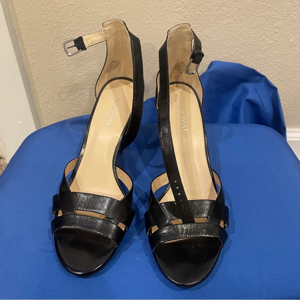 Nine West Black Strappy Heels